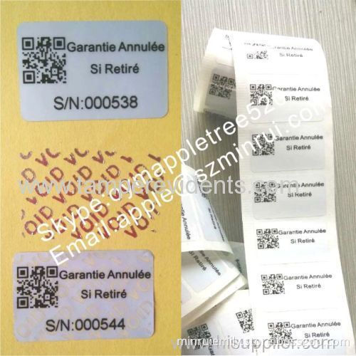 Custom Silver Tamper Proof Void Stickers,waterproof Warranty Security Sticker,silver Tamper Evident Warranty Labels 